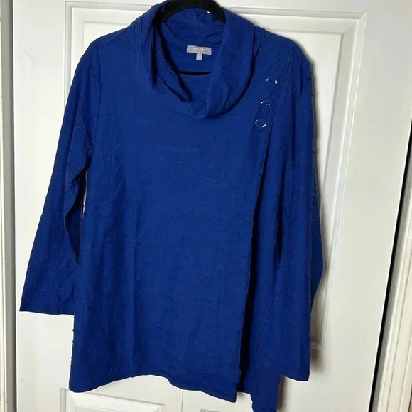 HABITAT. Linen blend,Faux wrap top,tunic,Pullover,cowl neck,loose,PTP 22”   NWT - Picture 4 of 15